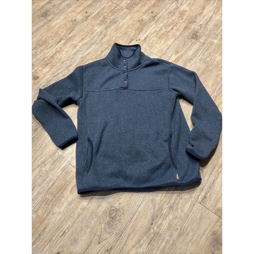 Eddie Bauer Blue 1/4 Snap Button Mock Neck Sweater Women's Size Medium